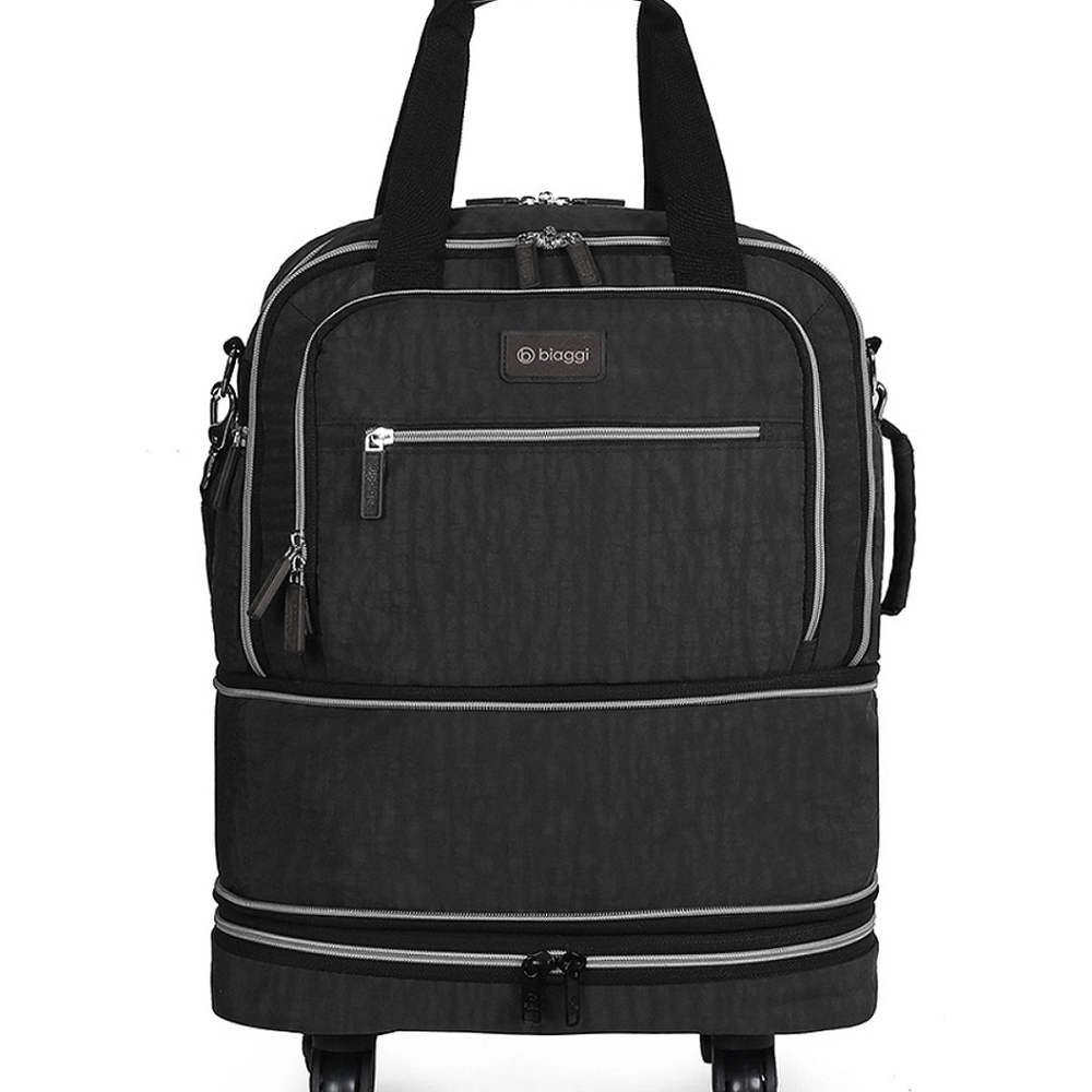 Biaggi Black Rolling Travel Bag Set with Organizer - Picture 7 of 9